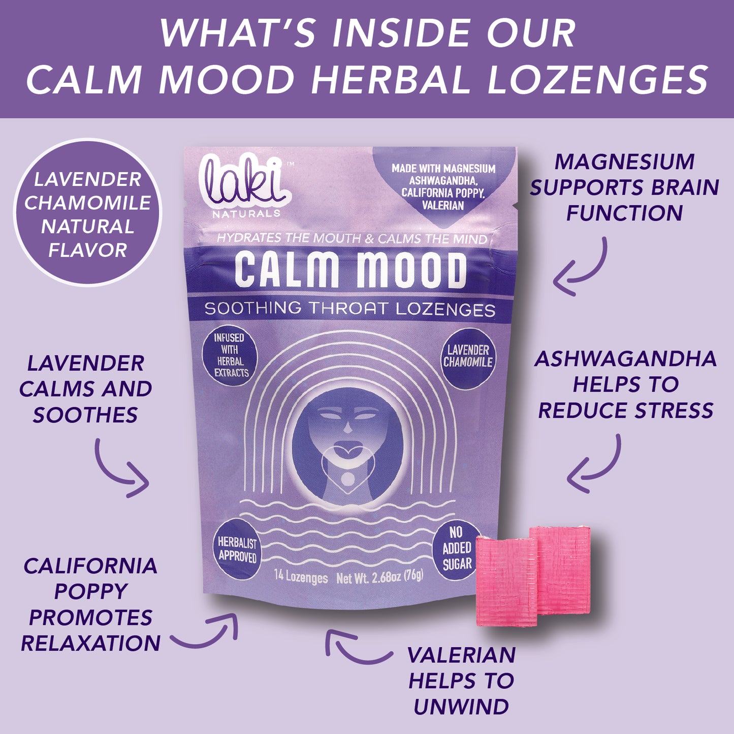 Functional Herbal Lozenges - Calm Mood - Laki Naturals
