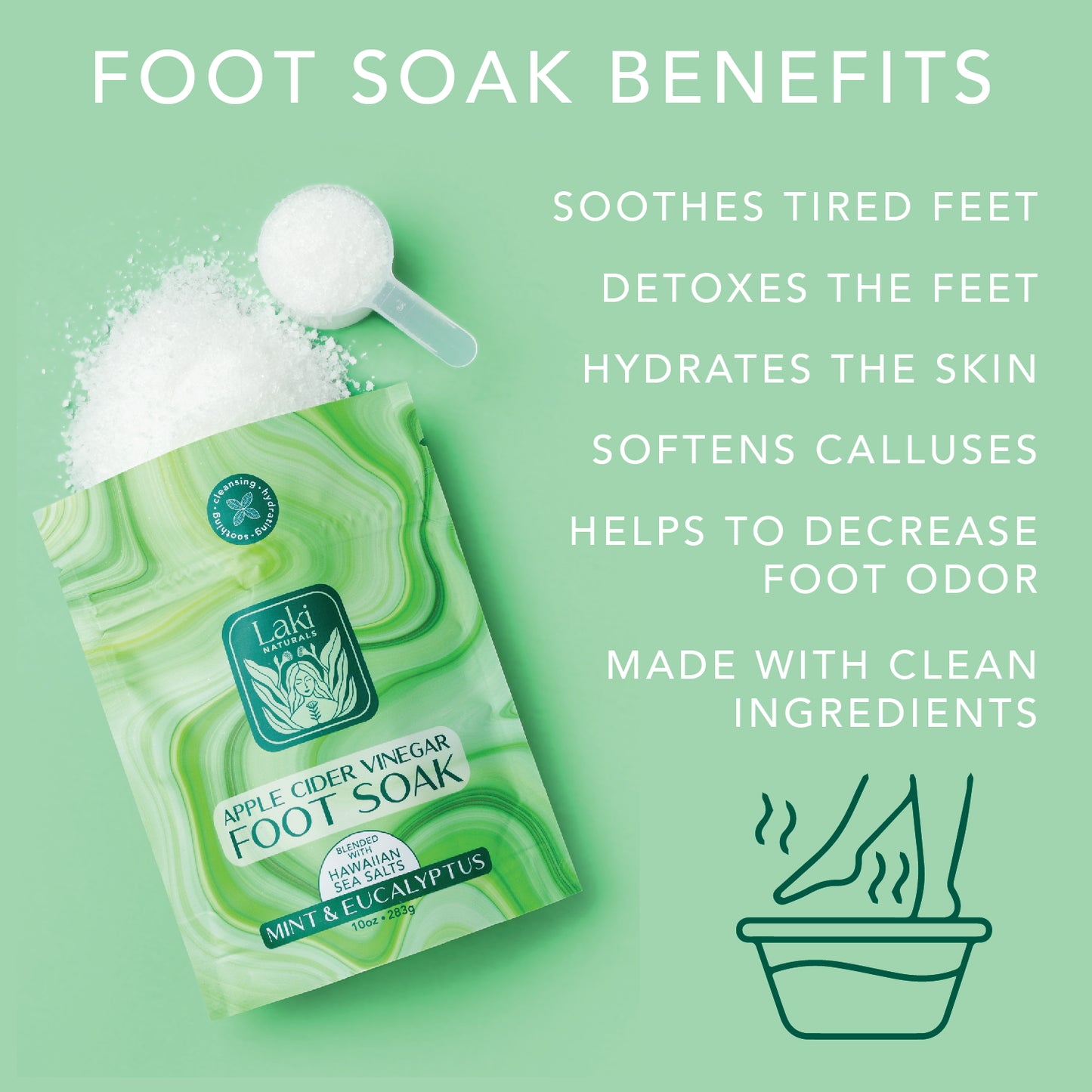 Mint & Eucalyptus Apple Cider Vinegar Foot Soak - Laki Naturals