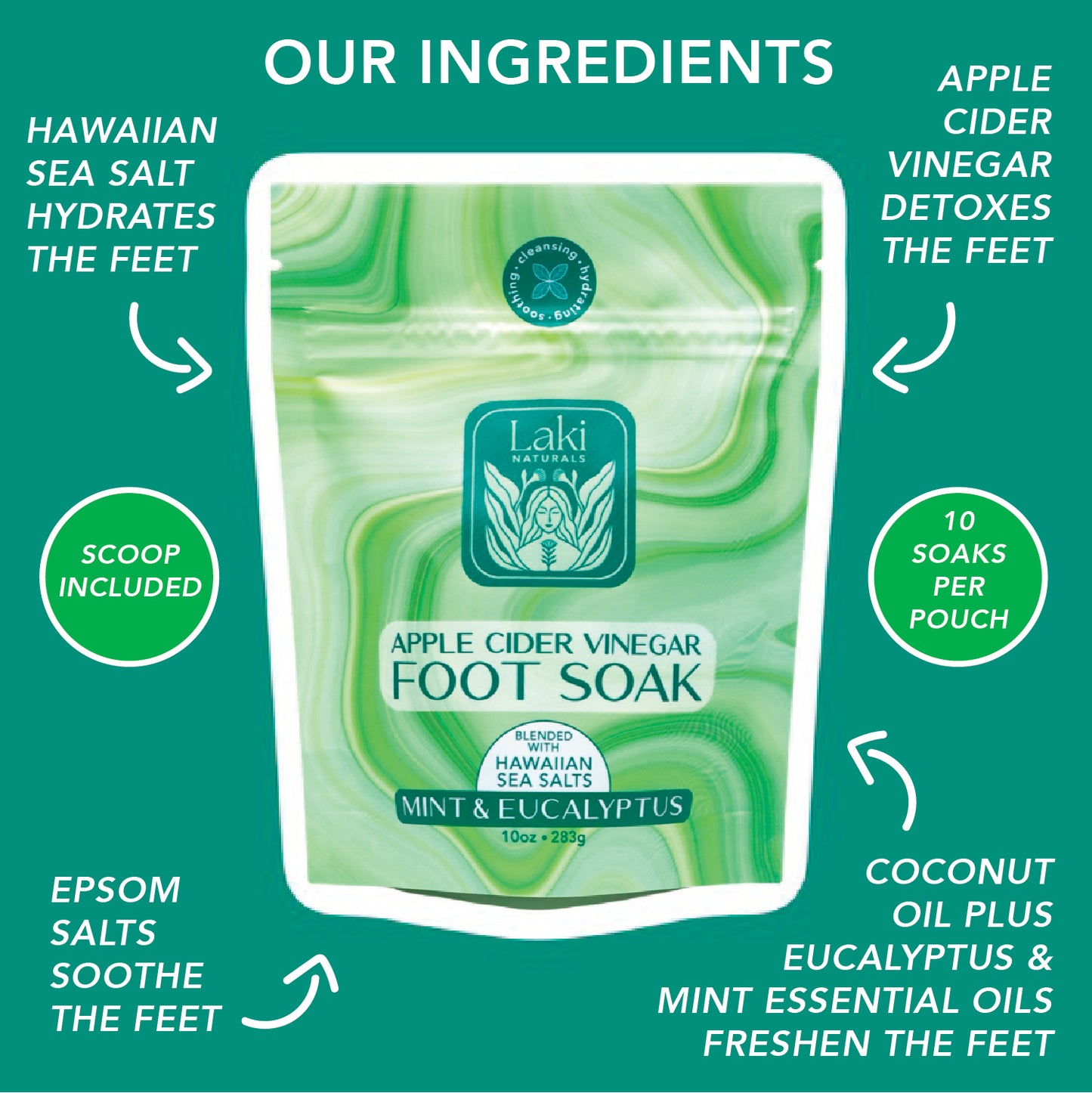 Mint & Eucalyptus Apple Cider Vinegar Foot Soak - Laki Naturals