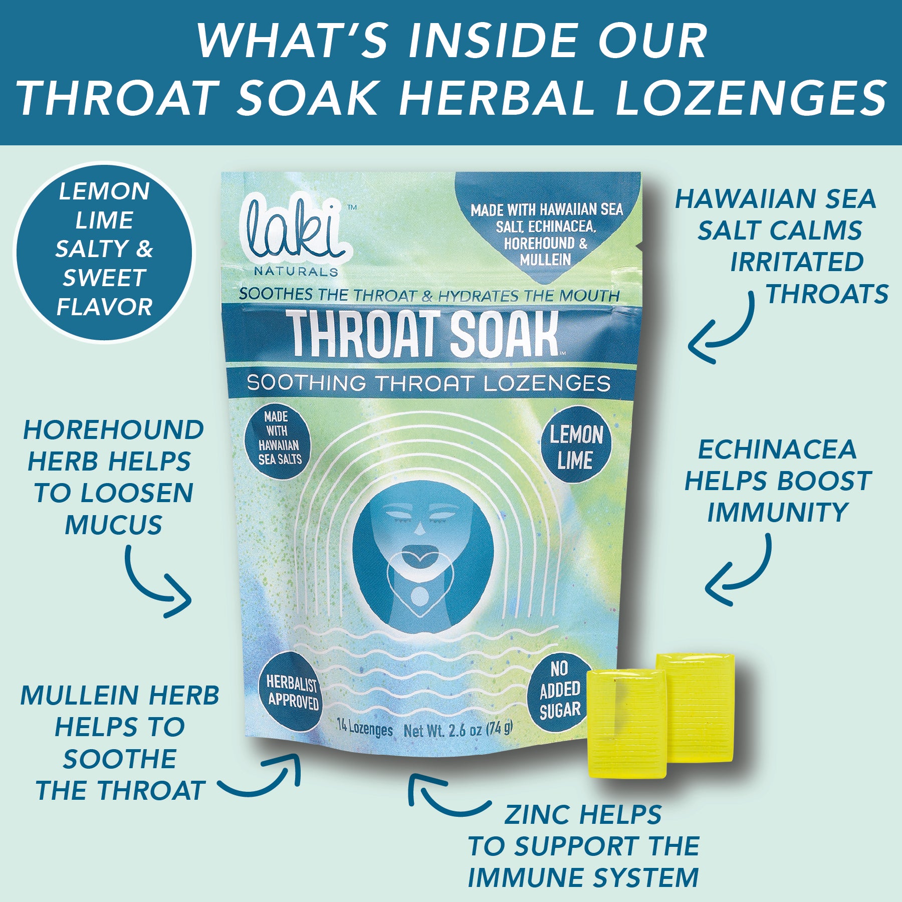 Functional Herbal Lozenges - Throat Soak - Laki Naturals