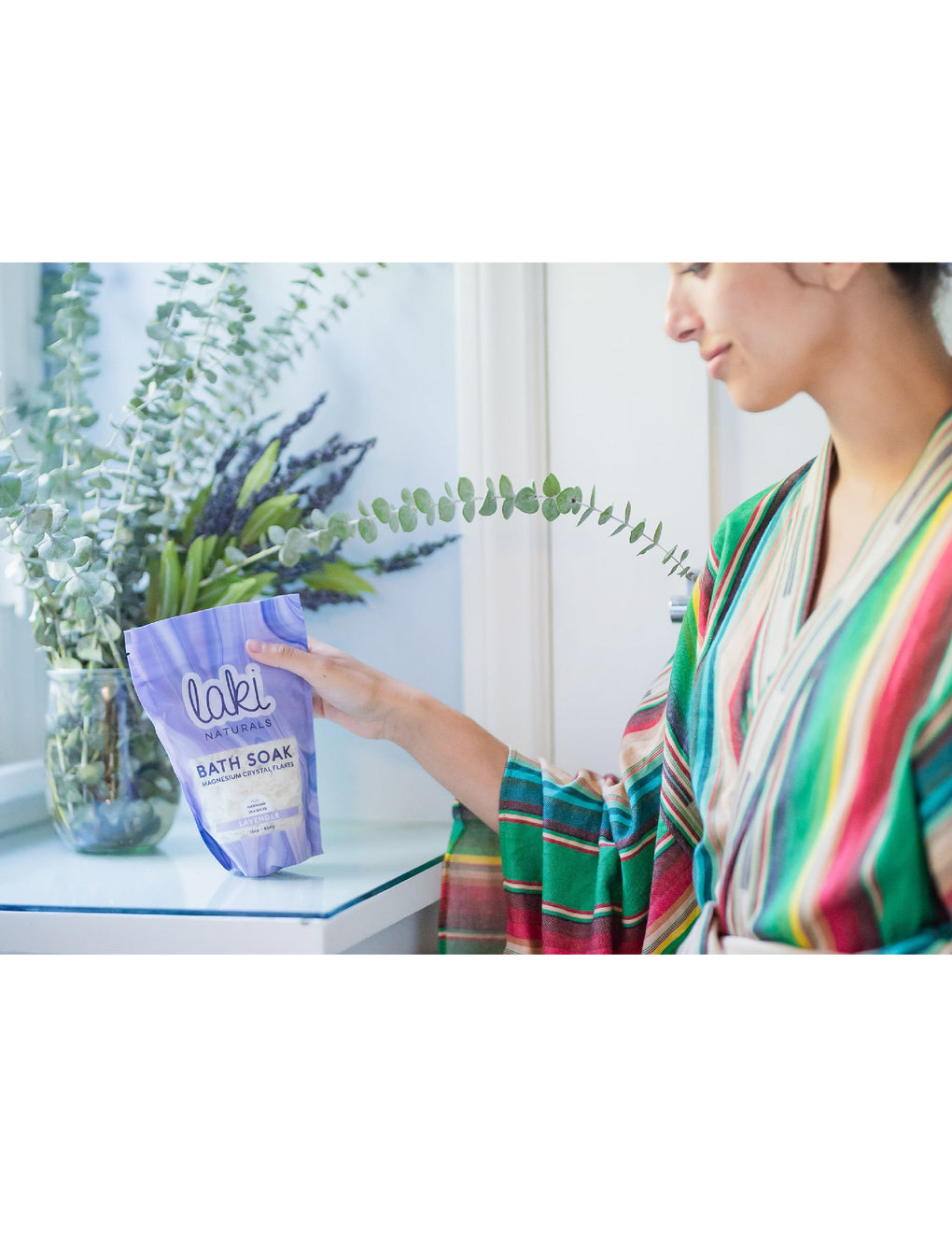 Lavender Magnesium Flakes Bath Soak 8 oz or 16 oz - Laki Naturals