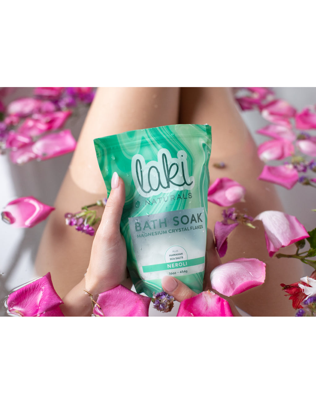 Neroli Magnesium Flakes Bath Soak 8 oz or 16 oz - Laki Naturals