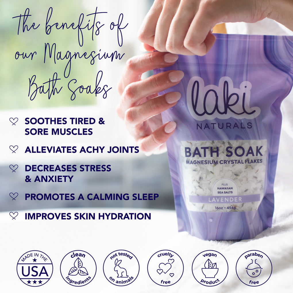 Lavender Magnesium Flakes Bath Soak  - Laki Naturals