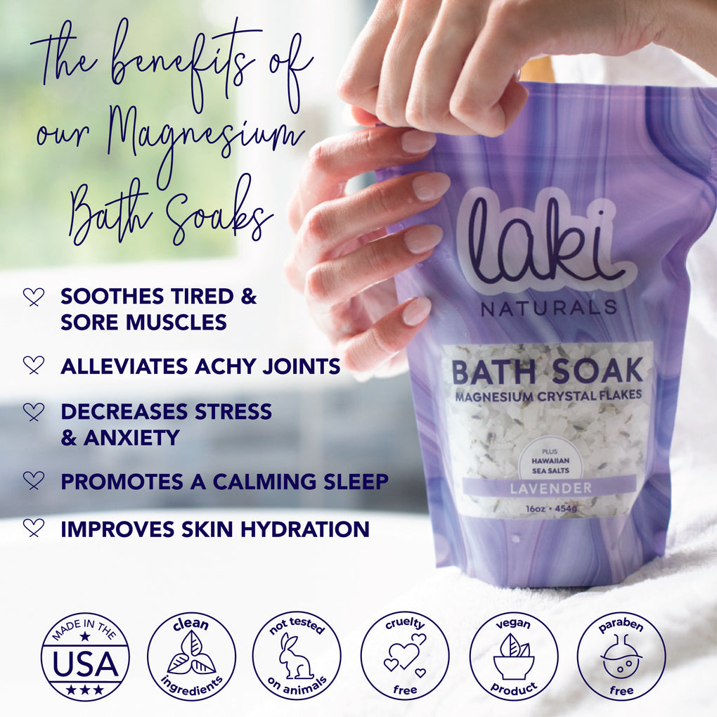 Eucalyptus Peppermint Magnesium Flakes Bath Soak  - Laki Naturals
